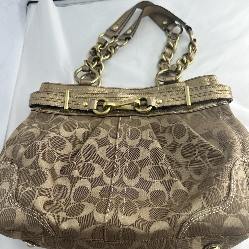 2008 Coach Hampton Signature 10508 tote bag shoulder bag Large Chain Straps